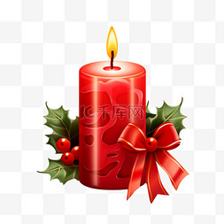 圣诞花纹装饰素材图片_圣诞花纹蜡烛元素立体免扣图案