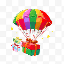 降落伞礼物图片_降落伞礼盒卡通手绘元素圣诞节
