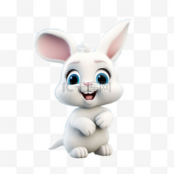 兔子白色动物元素立体免扣图案