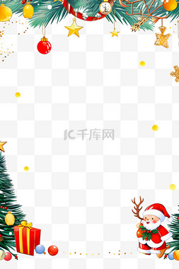 圣诞节边框白色图片_卡通手绘圣诞节边框元素