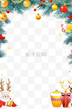 蓝黄色图片_边框卡通手绘元素圣诞节