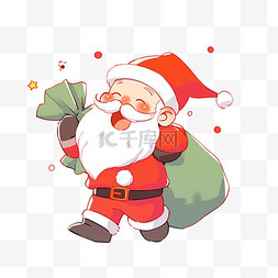 红色礼袋礼袋图片_圣诞老人背着礼袋圣诞节卡通手绘