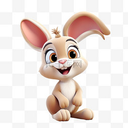 兔子微笑动物元素立体免扣图案