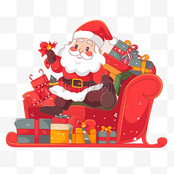 圣诞老人坐在雪橇图片_圣诞老人雪橇车送礼圣诞节卡通手