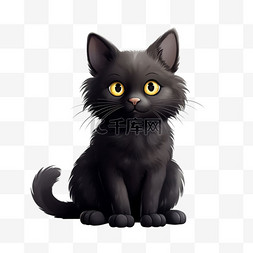 黑猫3d动物元素立体免扣图案
