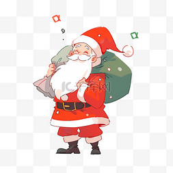 礼袋图片_圣诞节背着礼袋卡通手绘圣诞老人