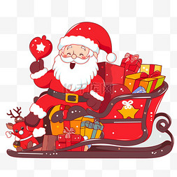 圣诞节圣诞老人雪橇车送礼卡通手
