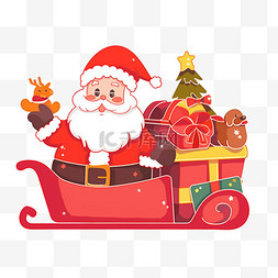 圣诞老人雪橇帽子图片_卡通圣诞节圣诞老人雪橇车送礼手