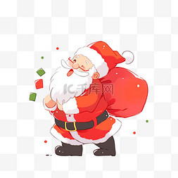 红色礼袋礼袋图片_圣诞节圣诞老人背着礼袋卡通元素
