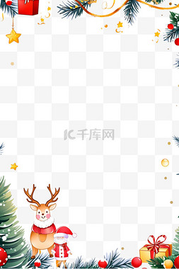 圆球树叶图片_手绘圣诞节边框手绘卡通