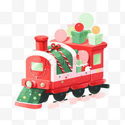 卡通车斗图片_卡通手绘圣诞节小火车礼物元素