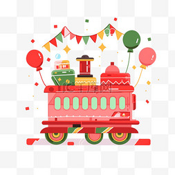 圣诞节礼物背景图片_圣诞节小火车礼物手绘元素