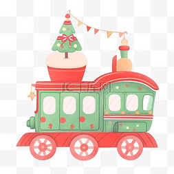 挂绿图片_圣诞节小火车手绘礼物卡通元素