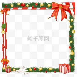白绿相间图片_圣诞节卡通边框红绿配色手绘元素