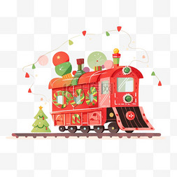 圣诞节小火车卡通手绘礼物元素