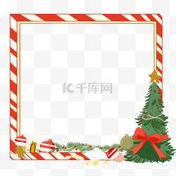 绿白相间背景图片_圣诞节边框红绿配色手绘卡通元素
