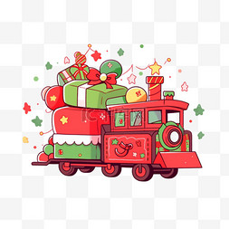 小火车礼物卡通圣诞节手绘元素