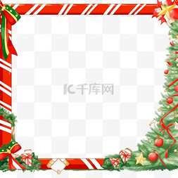 红白简约背景图片_边框圣诞节红绿配色卡通手绘元素