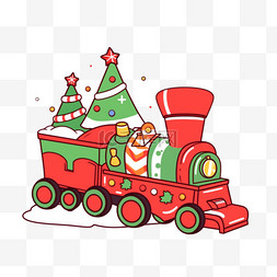 卡通车斗图片_手绘元素圣诞节小火车礼物卡通
