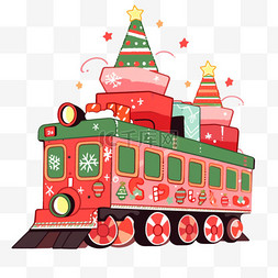 圣诞节小火车礼物手绘卡通元素