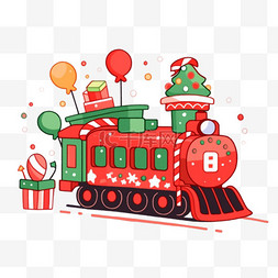 小火车礼物圣诞节卡通手绘元素