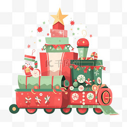 圣诞节小火车礼物卡通手绘元素