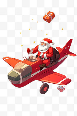 圣诞老人开飞机图片_圣诞节圣诞节圣诞老人卡通手绘元