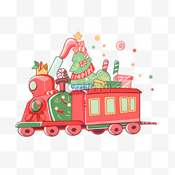 卡通车斗图片_卡通圣诞节小火车礼物手绘元素