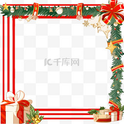 白色绿边图片_圣诞节边框红绿配色卡通手绘元素
