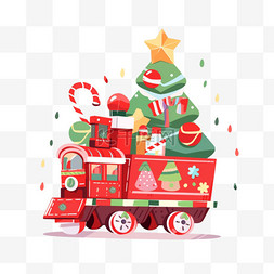 小火车礼物卡通手绘元素圣诞节