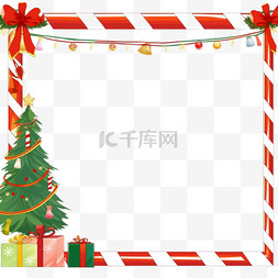 红绿色圣诞树图片_边框红绿配色卡通圣诞节手绘元素