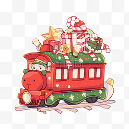 小火车礼物卡通手绘圣诞节元素