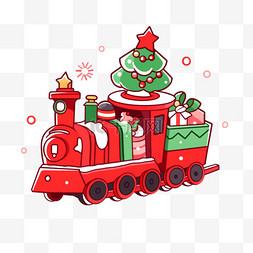 圣诞节小火车礼物卡通元素手绘