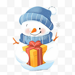 拿着礼盒的雪人图片_冬天可爱的雪人拿着礼盒卡通元素