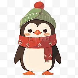 围巾企鹅图片_冬天圣诞节可爱的企鹅手绘卡通元