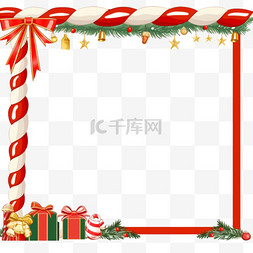 金色圣诞树简约图片_边框红白配色卡通手绘元素圣诞节