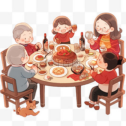 聚会图片_过年团圆聚会年夜饭新年元素