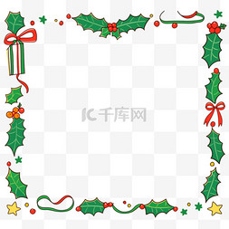 白棕相间图片_松叶礼盒边框卡通手绘圣诞节元素