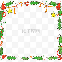 松叶礼盒边框卡通圣诞节手绘元素