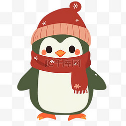 冬天手绘元素圣诞节可爱的企鹅卡