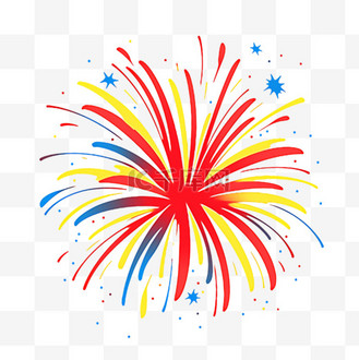 烟花黄色卡通图片素材_新年燃放的烟花手绘元素卡通