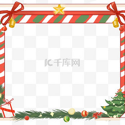 红白简约背景图片_边框红白配色圣诞节卡通手绘元素