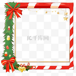 背景红白图片_圣诞节边框红白配色卡通手绘元素