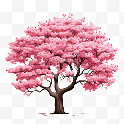 花树简约粉红元素立体免扣图案
