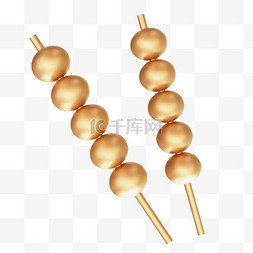 3D新年金色糖葫芦立体C4D春节