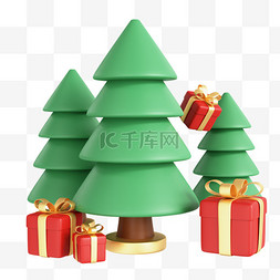 圣诞快乐3d图片_3D圣诞节礼盒圣诞树