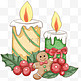 圣诞节水彩圣诞蜡烛