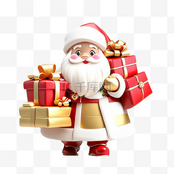金色新年礼物图片_新年金色白色圣诞老人礼物可爱