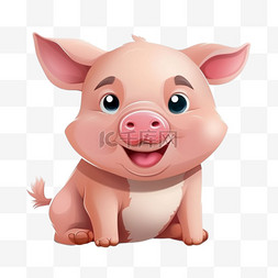 小猪大笑动物元素立体免扣图案