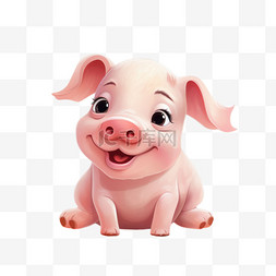 小猪数字图片_小猪3d动物元素立体免扣图案